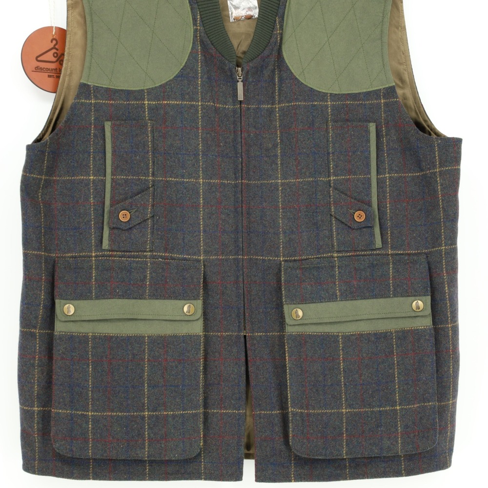 J. Peterman Wool Blend Tweed Shooting Vest XL Plaid Utility Equestrian Gorpcore - Picture 5 of 13